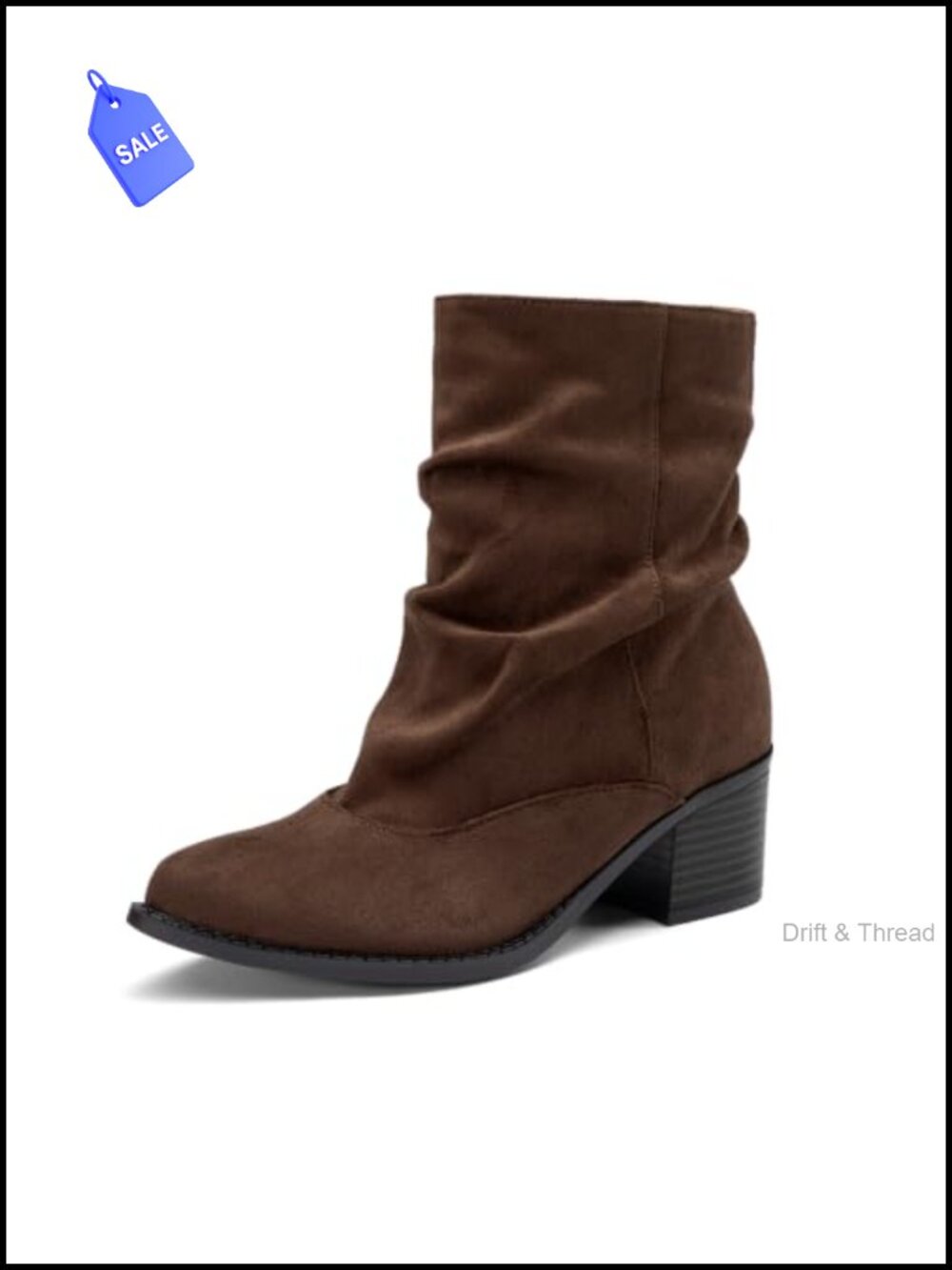Suede Slouchy Chunky Heel Ankle Boots